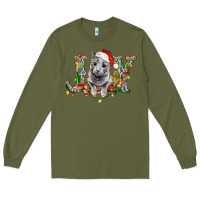 Army Green Russian Blue Cat Joy Long Sleeve Tee - LillyAllenDesigns