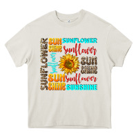Cream sunflower sunshine Heavy Core Tee - AdoDesignShop