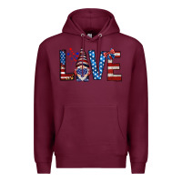 Burgundy 4th Of July love gnome Premium Hoodie - HowdyJamesFarm