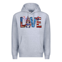 Heather Grey 4th Of July love gnome Premium Hoodie - HowdyJamesFarm