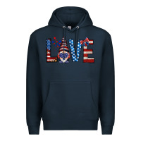 Navy 4th Of July love gnome Premium Hoodie - HowdyJamesFarm