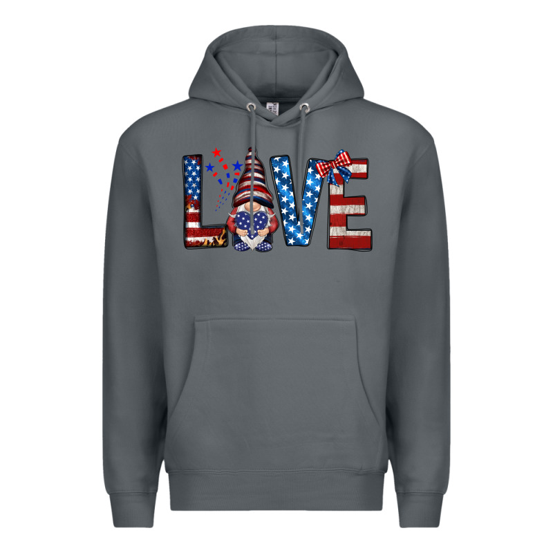 4th Of July Love Gnome Premium Hoodie by HowdyJamesFarm | Teevron