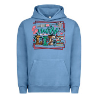 Pigment Pebble Blue Nurse life leopard frame Urban Hoodie - LillyAllenDesigns
