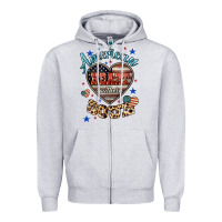 Heather Grey American heart southern soul Zipper Hoodie - HowdyJamesFarm