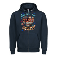 Navy American heart southern soul Zipper Hoodie - HowdyJamesFarm