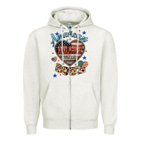Oatmeal Heather American heart southern soul Zipper Hoodie - HowdyJamesFarm