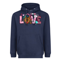 Navy love valentines day nurse Heavyweight Hoodie - OliviaCreatesArt