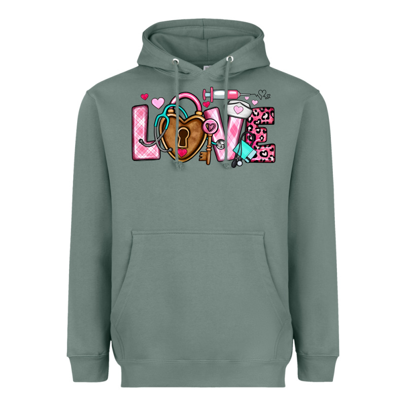 Love Valentines Day Nurse Heavyweight Hoodie by OliviaCreatesArt | Teevron