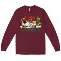 Burgundy siamese cat meowy christmas Long Sleeve Tee - LillyAllenDesigns