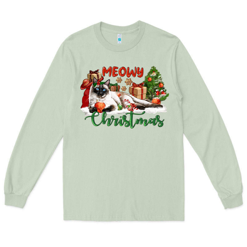 Siamese Cat Meowy Christmas Long Sleeve Tee by LillyAllenDesigns | Teevron