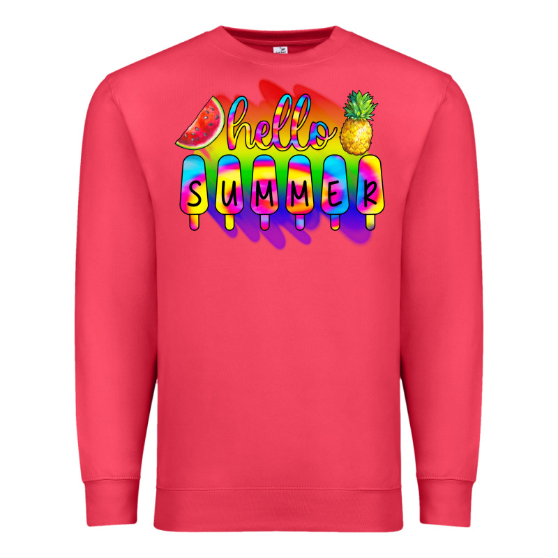 Hello Summer Tie Dye Premium Sweatshirt by CowCowDesign | Teevron