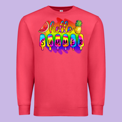 Hello Summer Tie Dye Premium Sweatshirt Designed By Cowcowdesign