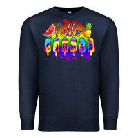 Navy Hello Summer Tie Dye Premium Sweatshirt - CowCowDesign