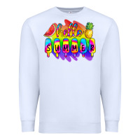 White Hello Summer Tie Dye Premium Sweatshirt - CowCowDesign