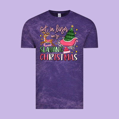 Get In Loser We're Slaying Christmas Vintage Tee Designed By Maliassmallbusiness