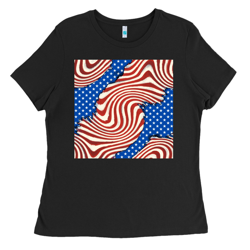 American Flag Seamless Pattern Ladies Tee by BundleAndBundleShop | Teevron