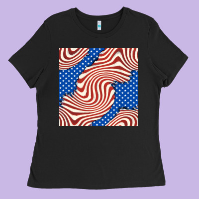American Flag Seamless Pattern Ladies Tee Designed By Bundleandbundleshop