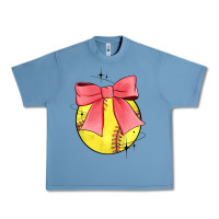 Pebble Blue coquette softball bow Urban Heavy Tee - JahusDesignShop