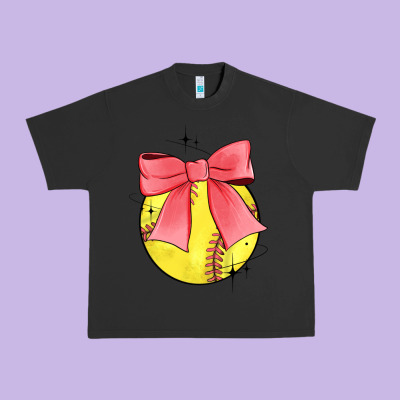 Coquette Softball Bow Urban Heavy Tee Designed By Jahusdesignshop