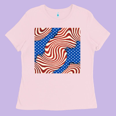 American Flag Seamless Pattern Ladies Tee Designed By Bundleandbundleshop
