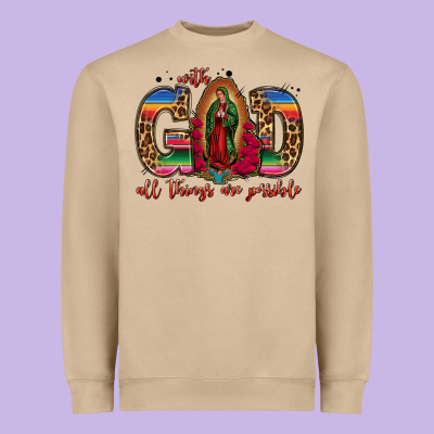 With God All Things Are Possible Lady Of Guadalupe Heavyweight Sweatshirt Designed By Jasminsmagicworld