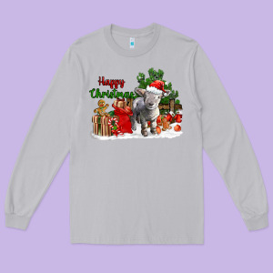 Happy Christmas Southdown Baby Sheep Long Sleeve Tee Designed By Lillyallendesigns