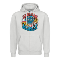 Dove Grey American honey smiley Zipper Hoodie - HowdyJamesFarm
