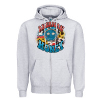 Heather Grey American honey smiley Zipper Hoodie - HowdyJamesFarm