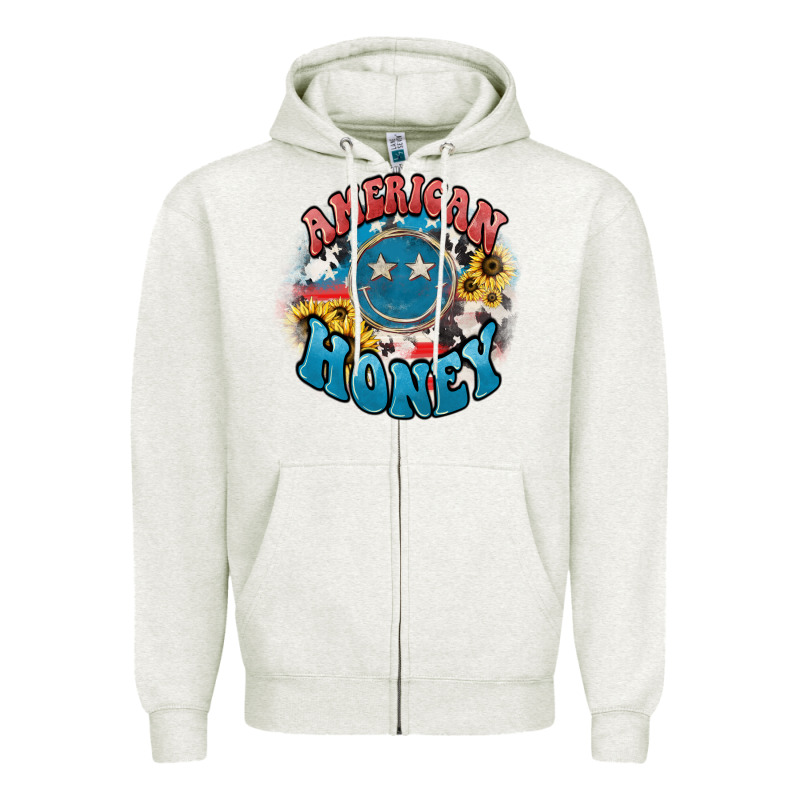 American Honey Smiley Zipper Hoodie by HowdyJamesFarm | Teevron