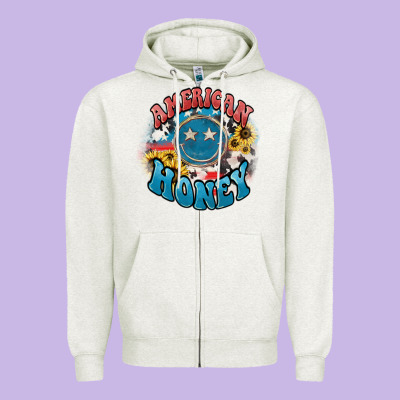 American Honey Smiley Zipper Hoodie Designed By Howdyjamesfarm