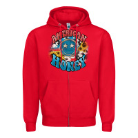 Red American honey smiley Zipper Hoodie - HowdyJamesFarm