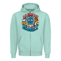 Seafoam American honey smiley Zipper Hoodie - HowdyJamesFarm