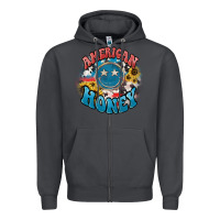 Smoke American honey smiley Zipper Hoodie - HowdyJamesFarm