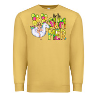 Antique Gold Hello Summer Unicorn Premium Sweatshirt - CowCowDesign