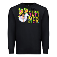 Black Hello Summer Unicorn Premium Sweatshirt - CowCowDesign