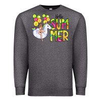 Charcoal Heather Hello Summer Unicorn Premium Sweatshirt - CowCowDesign