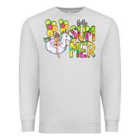 Dove Grey Hello Summer Unicorn Premium Sweatshirt - CowCowDesign