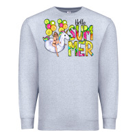 Heather Grey Hello Summer Unicorn Premium Sweatshirt - CowCowDesign