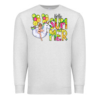 Oatmeal Heather Hello Summer Unicorn Premium Sweatshirt - CowCowDesign