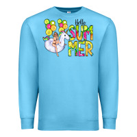 Ocean Blue Hello Summer Unicorn Premium Sweatshirt - CowCowDesign