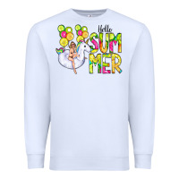 White Hello Summer Unicorn Premium Sweatshirt - CowCowDesign