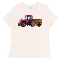 Bone Pink Farm Tractor Ladies Tee - RanaPortraitStore