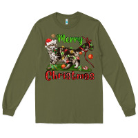 Army Green maine coon cat merry christmas Long Sleeve Tee - LillyAllenDesigns