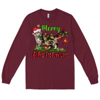 Burgundy maine coon cat merry christmas Long Sleeve Tee - LillyAllenDesigns