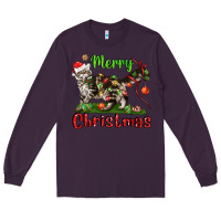 Plum maine coon cat merry christmas Long Sleeve Tee - LillyAllenDesigns