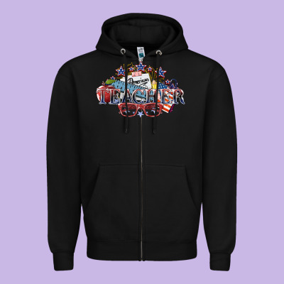 American Teacher 4th Of July Zipper Hoodie Designed By Howdyjamesfarm
