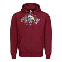 Burgundy American Teacher 4th of july Zipper Hoodie - HowdyJamesFarm