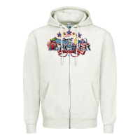Oatmeal Heather American Teacher 4th of july Zipper Hoodie - HowdyJamesFarm