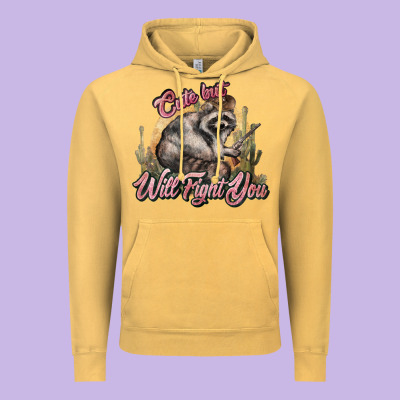 Cute But Will Fight You Racoon Western Vintage Hoodie Designed By Nancycooperartshop