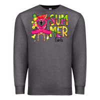 Charcoal Heather Summer Girls Flamingo Premium Sweatshirt - CowCowDesign